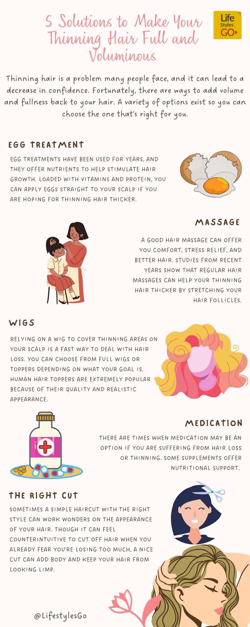 How to Make Thinning Hair thicker and voluminous Infographic